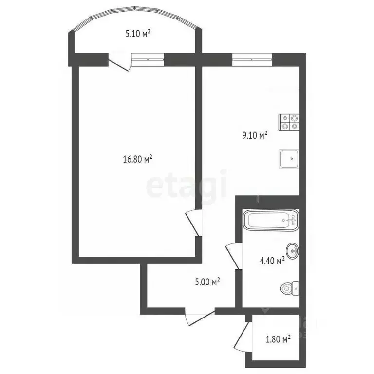1-к кв. Тюменская область, Тюмень ул. Героев Космоса, 23 (34.8 м) - Фото 0