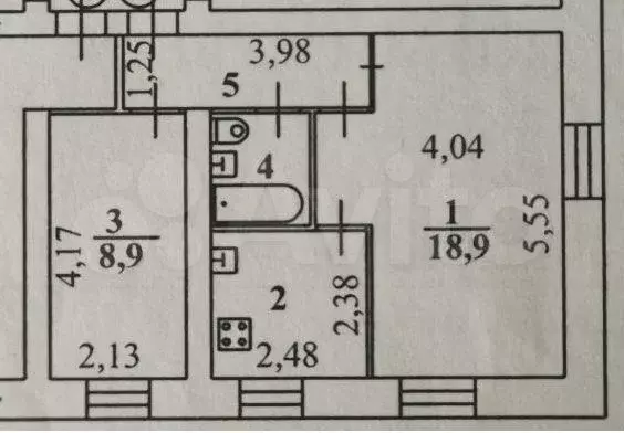 2-к. квартира, 42 м, 4/5 эт. - Фото 0