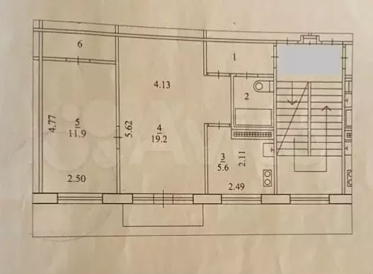 2-к. квартира, 44,6 м, 5/5 эт. - Фото 0