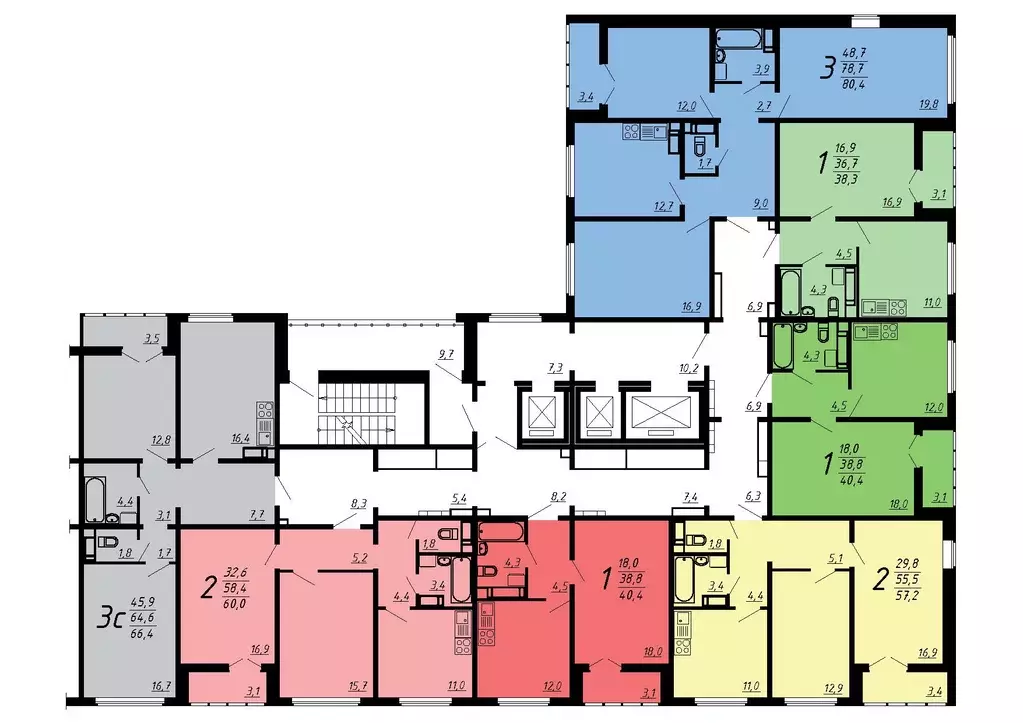 3-к кв. Воронежская область, Воронеж ул. Шишкова, 140Б/6 (80.4 м) - Фото 1