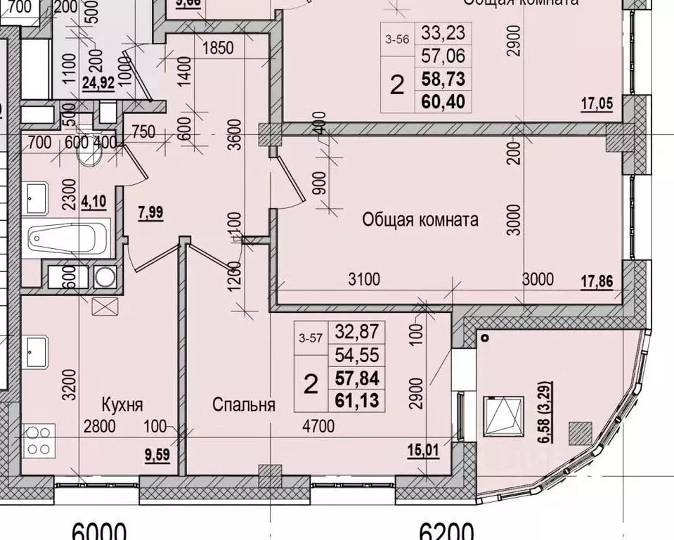 2-к кв. Саха (Якутия), Якутск ул. Чкалова, 47 (57.84 м) - Фото 1