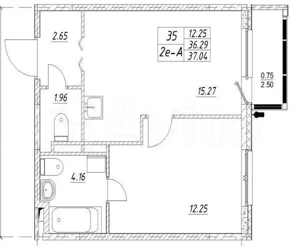 1-к. квартира, 37 м, 2/5 эт. - Фото 0