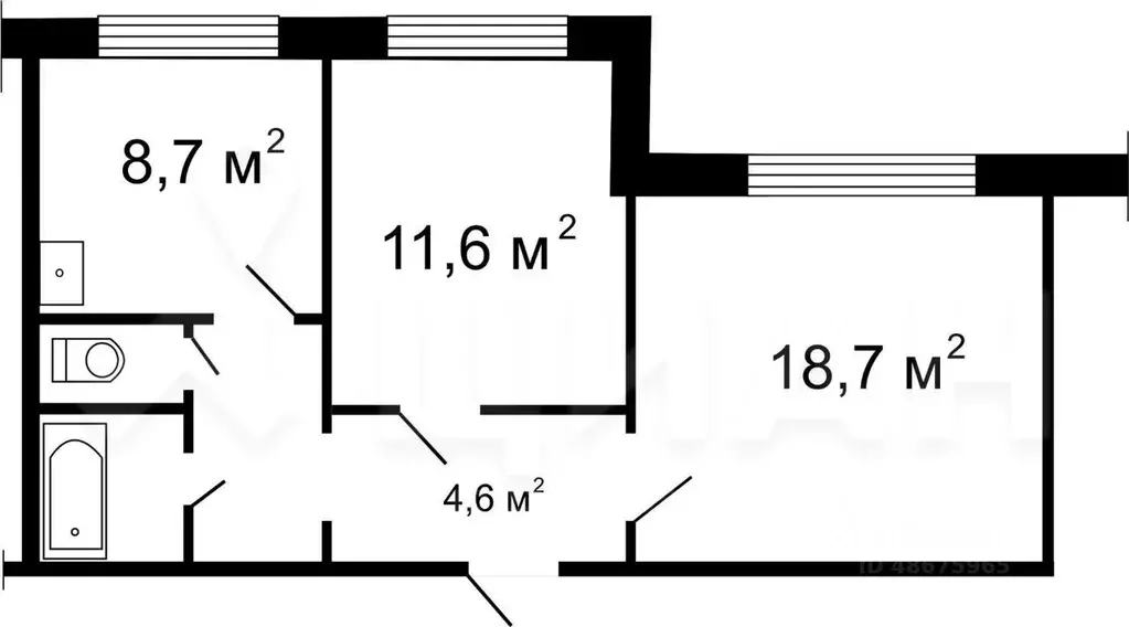 2-к кв. Кемеровская область, Прокопьевск ул. Есенина, 68 (52.6 м) - Фото 2