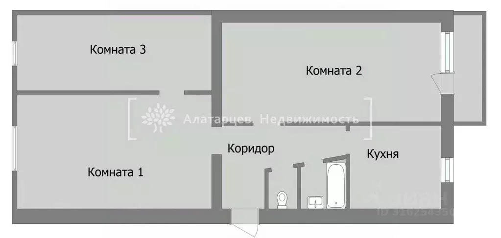3-к кв. Томская область, Томск пер. Сакко, 9 (60.0 м) - Фото 1