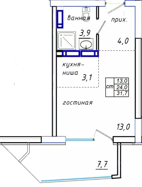 Студия Крым, Ялта городской округ, Гурзуф пгт  (31.7 м) - Фото 0