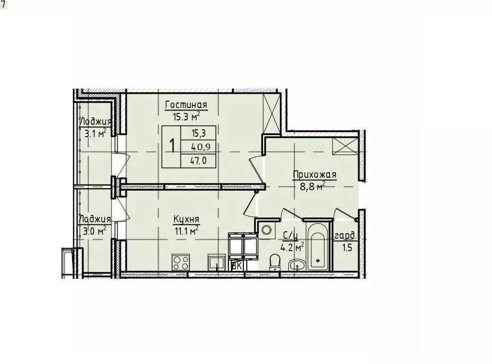 1-к кв. Московская область, Щелково пер. 1-й Советский, 20 (47.0 м) - Фото 1