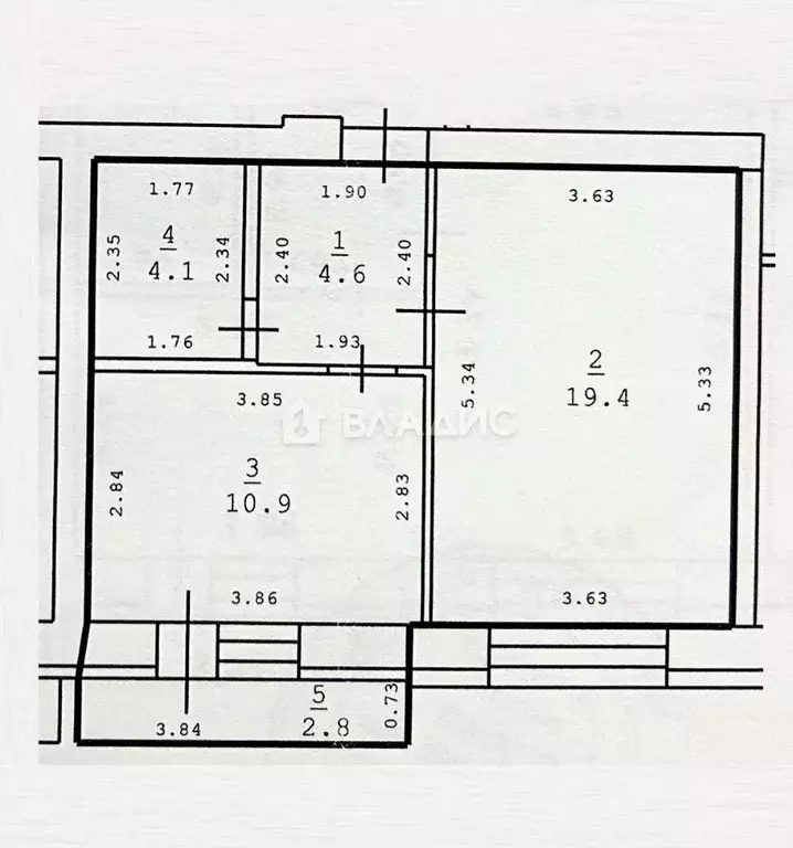 1-к кв. Башкортостан, Стерлитамак просп. Октября, 87 (39.0 м) - Фото 2