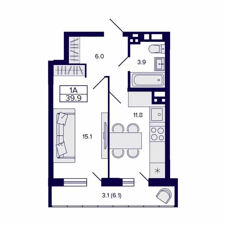 Квартира-студия: Новосибирск, улица Коминтерна, 1с (30.8 м) - Фото 1