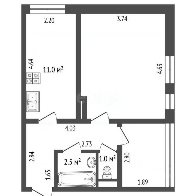 1-к кв. Крым, Ялта ул. Крупской, 50к2 (41.0 м) - Фото 2
