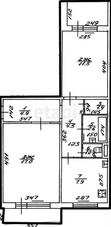 2-к. квартира, 50,8 м, 4/5 эт. - Фото 0