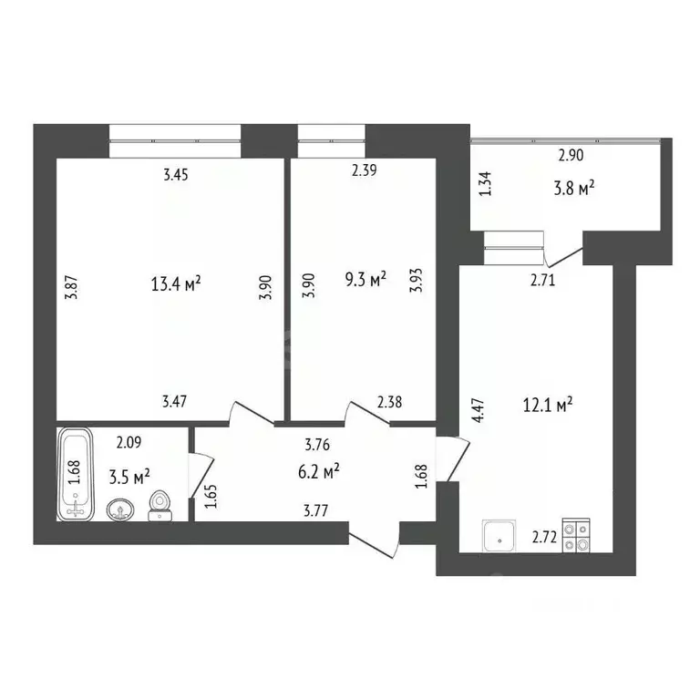 2-к кв. Тамбовская область, Тамбов городской округ, пос. Строитель, ... - Фото 2