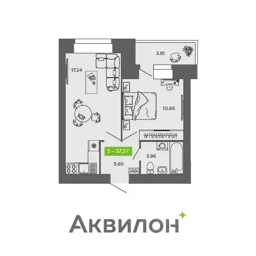 1-к кв. Архангельская область, Северодвинск  (37.57 м) - Фото 0