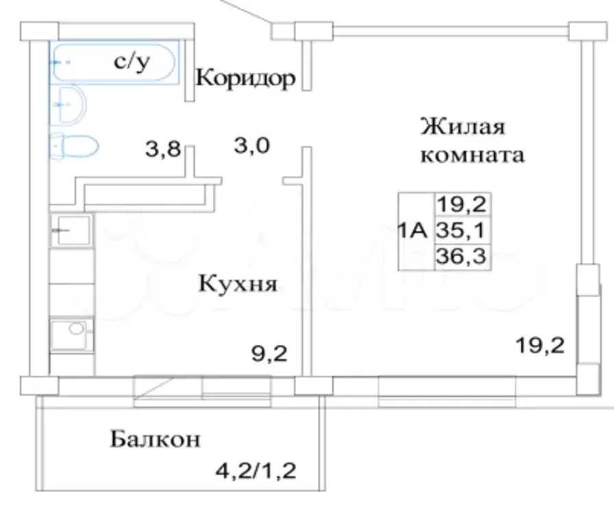 1-к. квартира, 36,5 м, 3/10 эт. - Фото 0