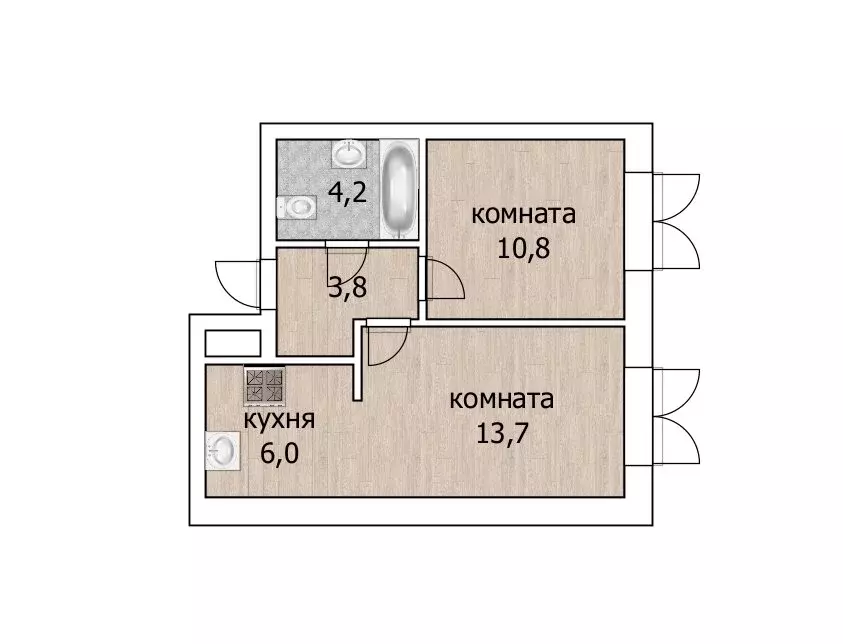 2-комнатная квартира: Тюмень, Новгородская улица, 14 (38.5 м) - Фото 1