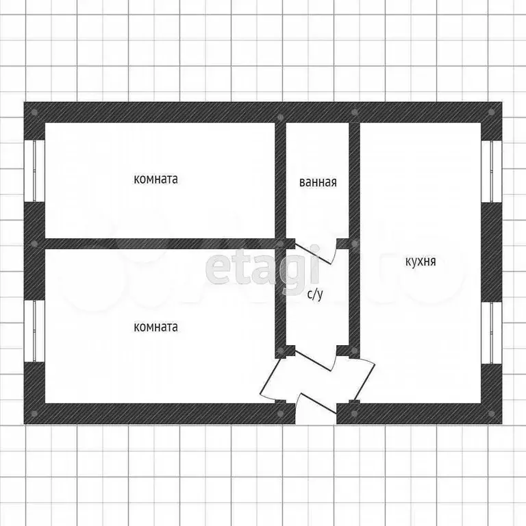 2-к. квартира, 46,5 м, 2/2 эт. - Фото 0