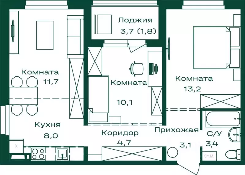 3-к кв. Алтай, Майминский район, с. Майма Алтайская ул., 2Г (56.0 м) - Фото 0