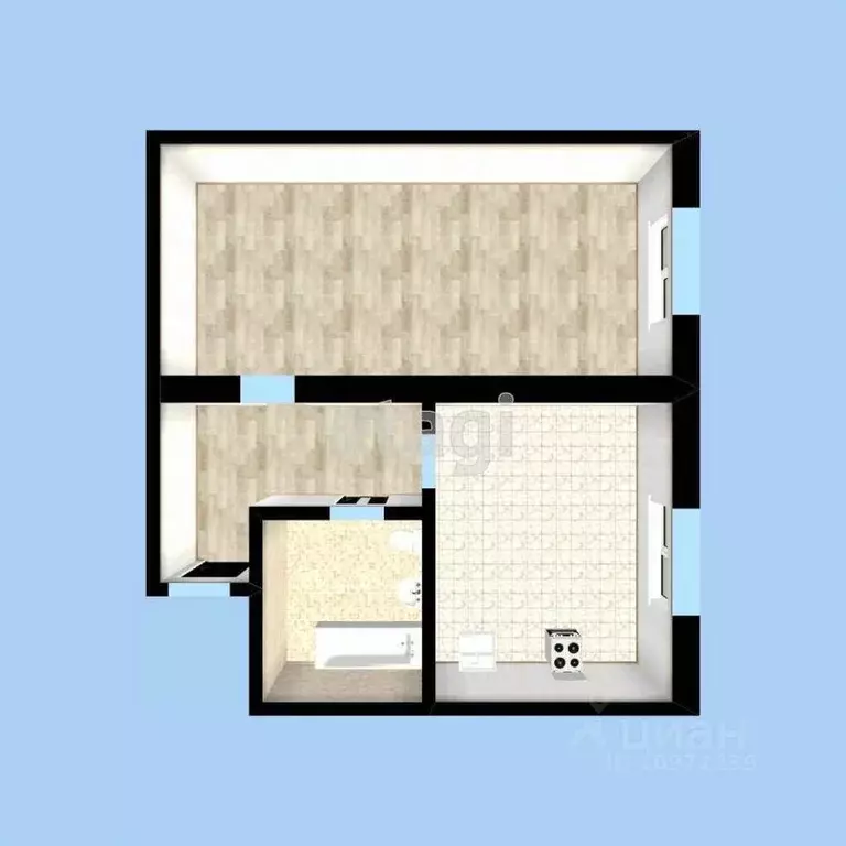 1-к кв. Башкортостан, Стерлитамак ул. Островского, 1А (30.7 м) - Фото 2