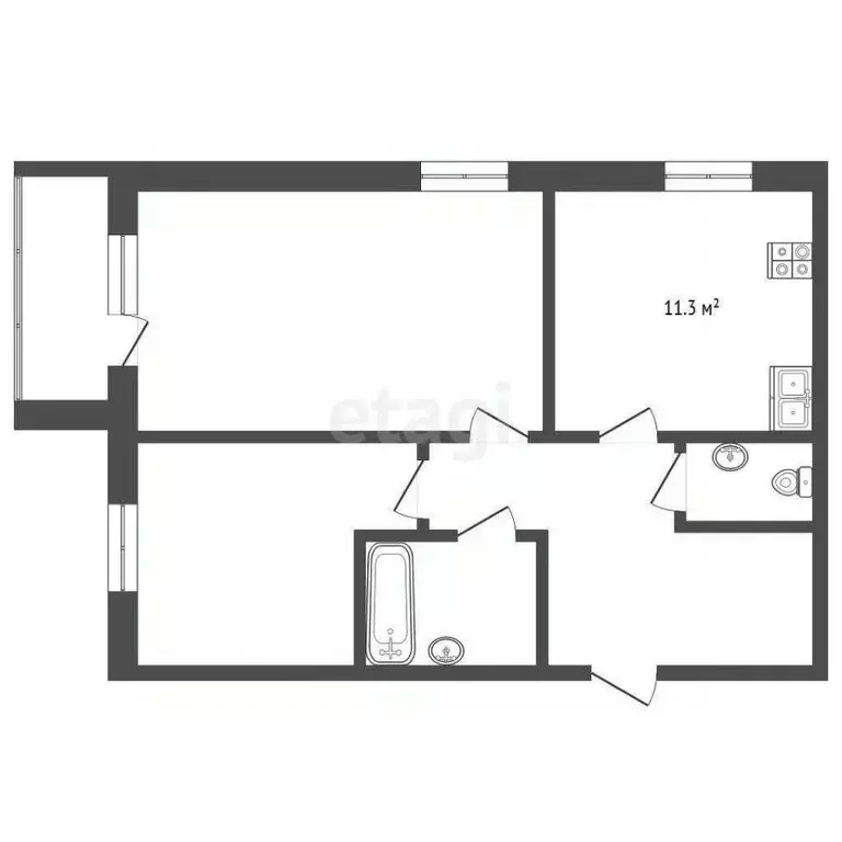 2-к кв. Тюменская область, Тюмень проезд Тихий, 2 (56.6 м) - Фото 2