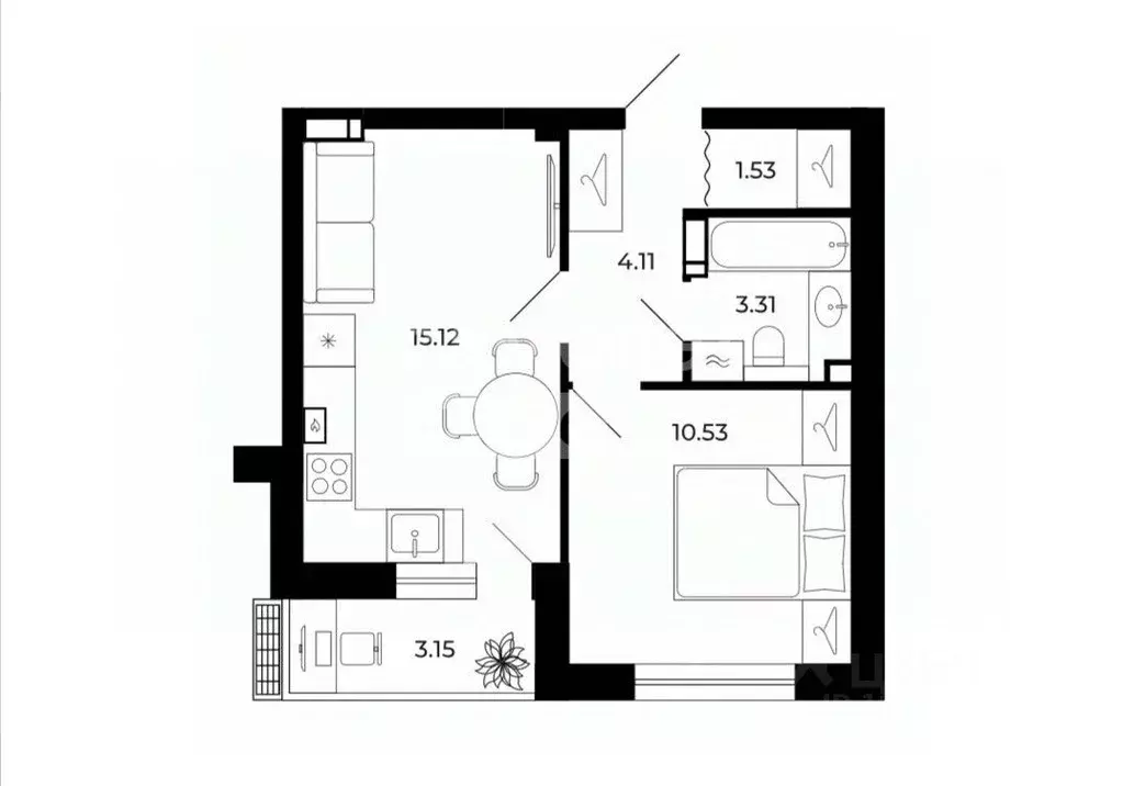 1-к кв. Липецкая область, Липецк Коммунистическая ул. (38.28 м) - Фото 2