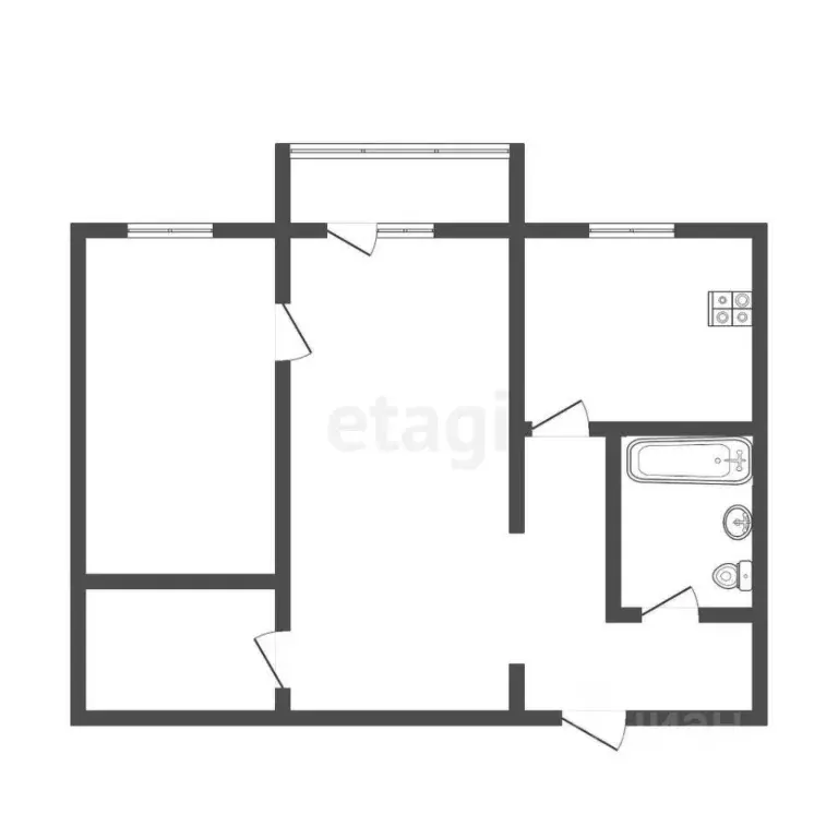 2-к кв. Тульская область, Тула ул. Кутузова, 33А (46.0 м) - Фото 2