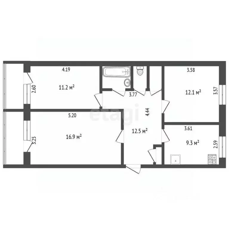 3-к кв. Вологодская область, Великий Устюг Коммунальная ул., 9 (67.9 ... - Фото 2