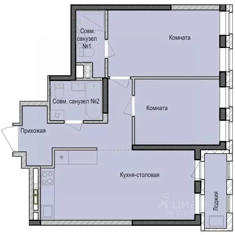 2-к кв. Татарстан, Казань Седьмое Небо жилрайон, Унай жилой комплекс ... - Фото 1