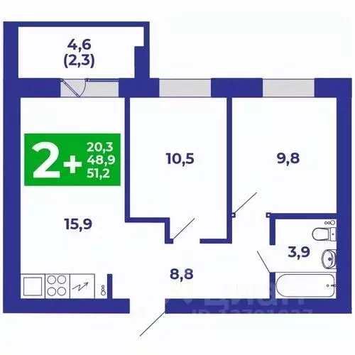 1-к кв. Башкортостан, Стерлитамакский район, Отрадовский сельсовет, с. ... - Фото 1