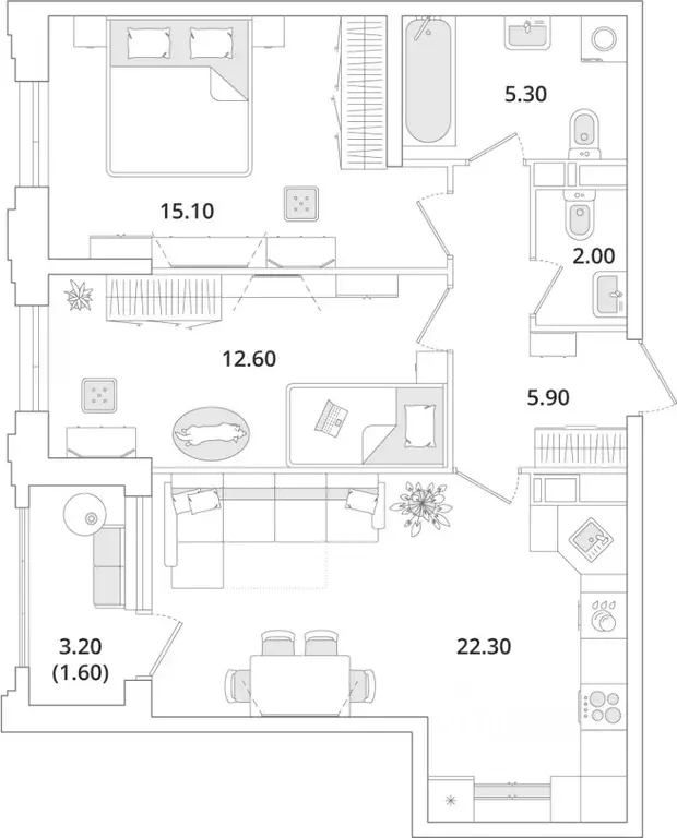 2-к кв. Санкт-Петербург Планерная ул., 99 (64.8 м) - Фото 0