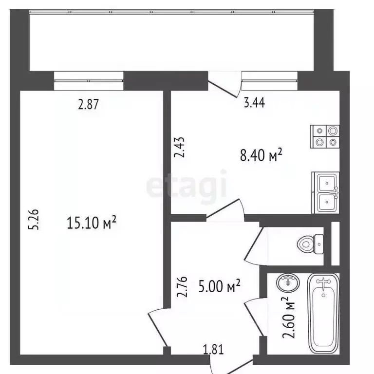 1-к кв. Ямало-Ненецкий АО, Ноябрьск ул. Республики, 38 (37.0 м) - Фото 2