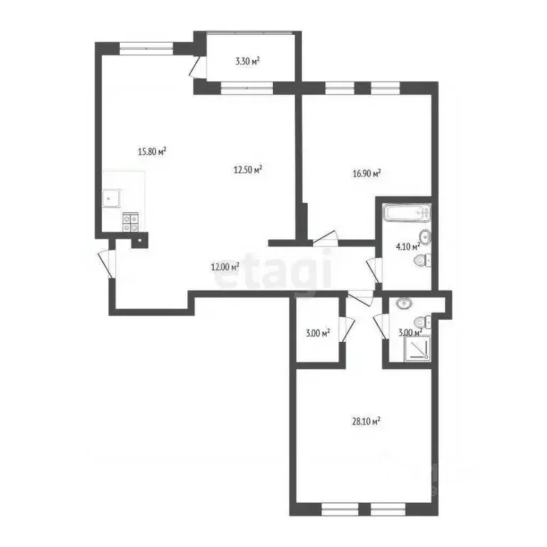 2-к кв. Тюменская область, Тюмень ул. Сергея Свиридова, 5 (88.0 м) - Фото 1