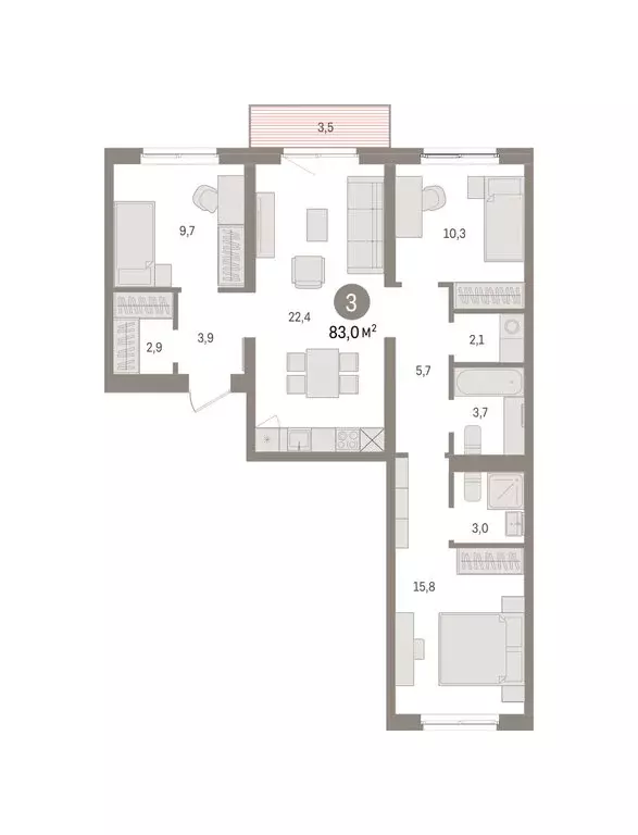 3-комнатная квартира: Екатеринбург, жилой район Юго-Западный, жилой ... - Фото 2