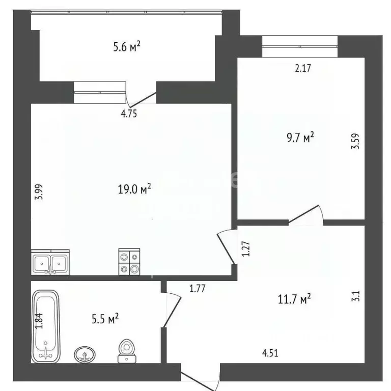 1-к кв. Тюменская область, Тюмень Широтная ул., 209 (46.4 м) - Фото 2
