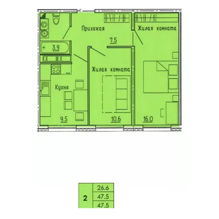 2-к кв. Пензенская область, Пенза ул. Яшиной, 10 (47.5 м) - Фото 0