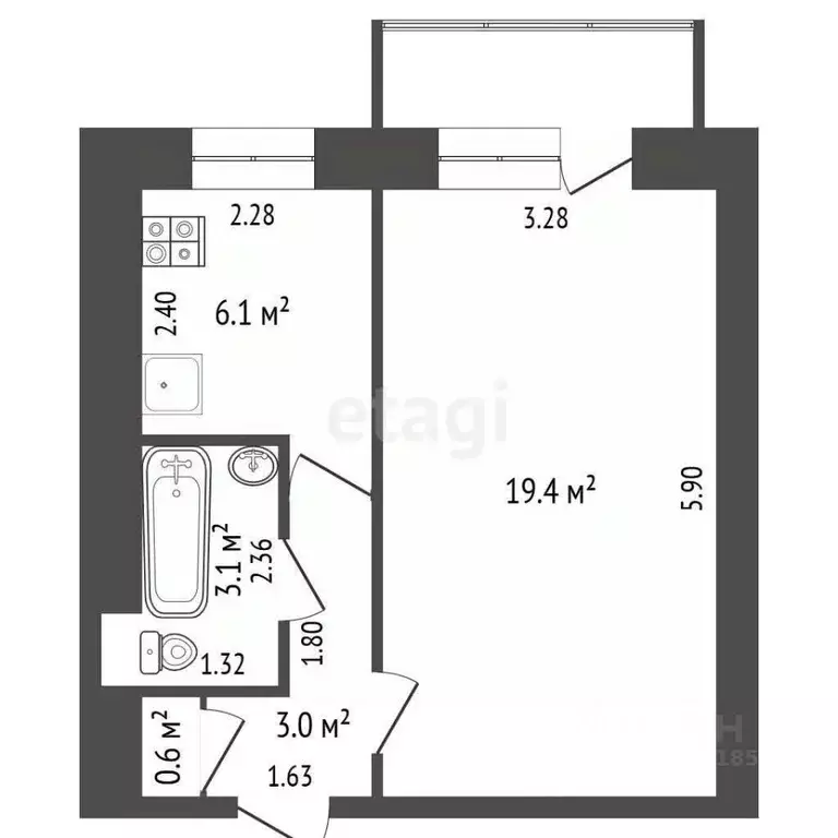 1-к кв. Самарская область, Самара ул. Стара-Загора, 134 (33.0 м) - Фото 2