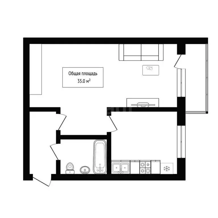 1-комнатная квартира: Новосибирск, Новогодняя улица, 40 (35 м) - Фото 1