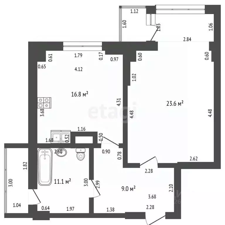 1-к кв. Севастополь просп. Античный, 64к5 (61.0 м) - Фото 2