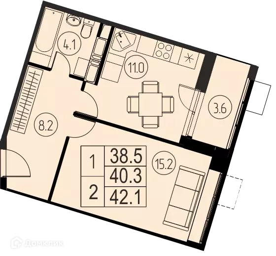 Продаётся 1-к квартира, 40.3 м - Фото 0