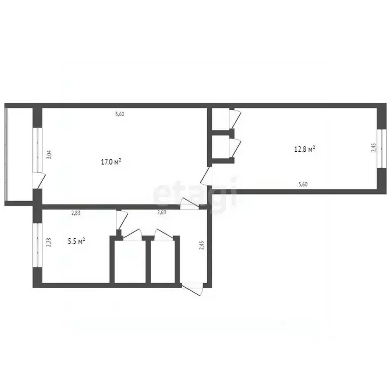 2-к кв. Кемеровская область, Кемерово бул. Строителей, 15 (43.6 м) - Фото 1