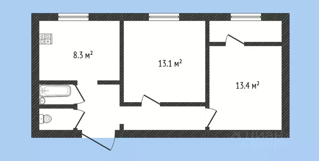 2-к кв. Карачаево-Черкесия, Черкесск Крайняя ул., 84А (52.1 м) - Фото 1