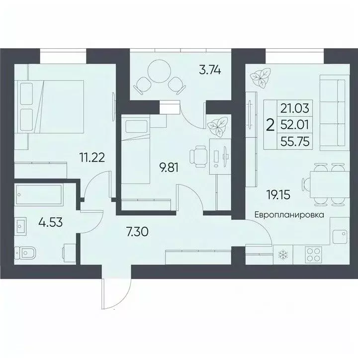 2-к кв. Саратовская область, Татищево рп  (55.75 м) - Фото 1