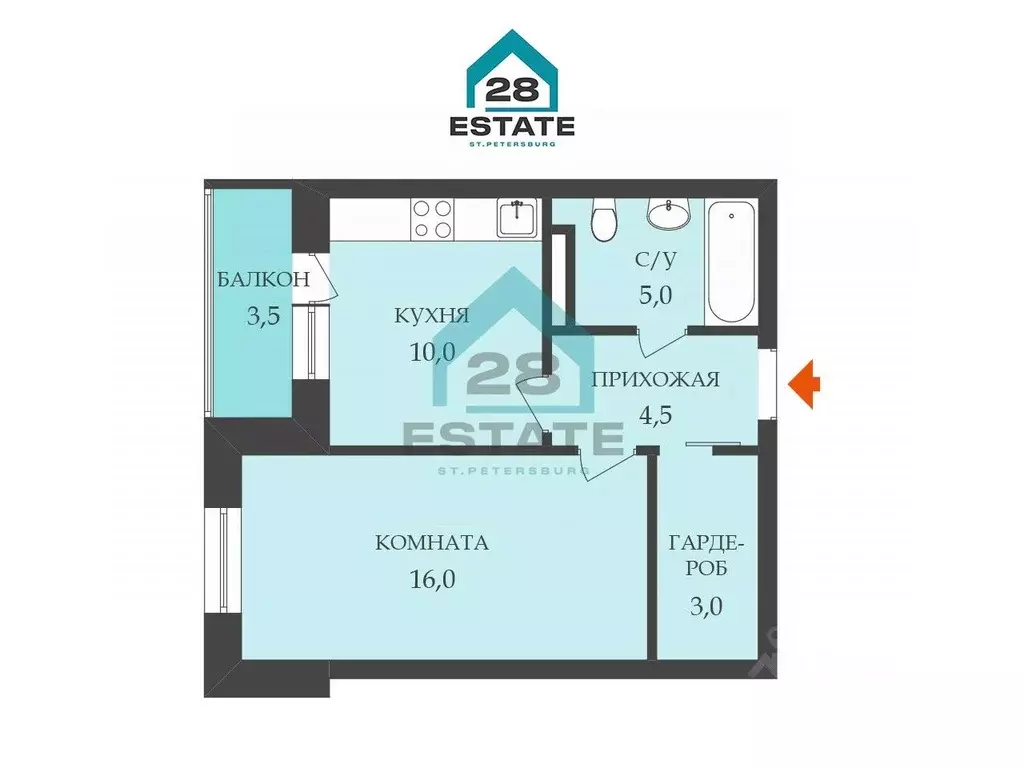 1-к кв. Санкт-Петербург Дунайский просп., 7к3 (39.0 м) - Фото 2