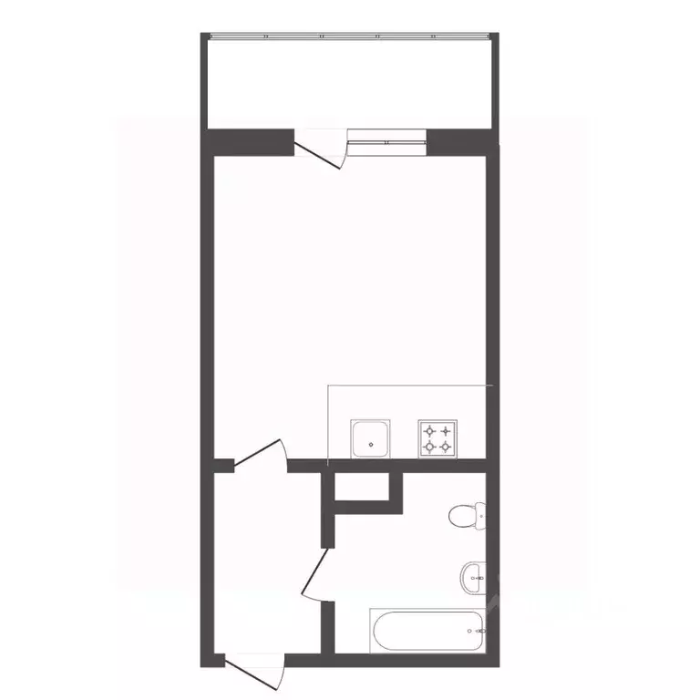 Студия Тюменская область, Тюмень ул. Новоселов, 107к2 (15.2 м) - Фото 2