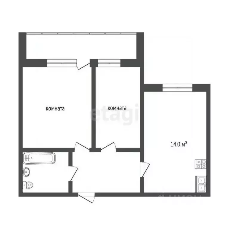 2-к кв. Тюменская область, Тюмень Кремлевская ул., 114 (48.3 м) - Фото 1