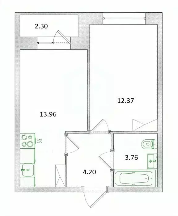 1-к кв. Санкт-Петербург ул. Русановская, 18к6 (34.4 м) - Фото 2