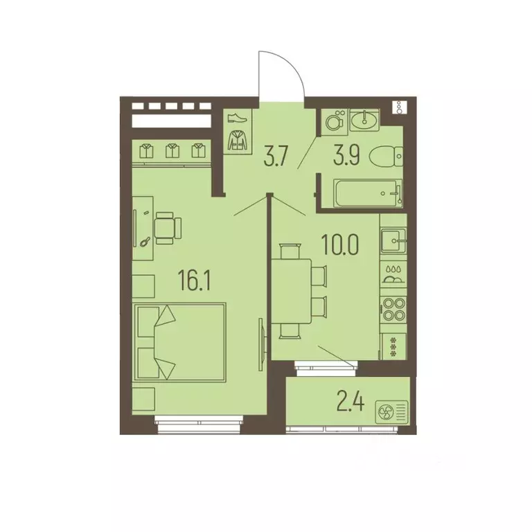 1-к кв. Пермский край, Пермь Подлесная ул., 55А (34.9 м) - Фото 1