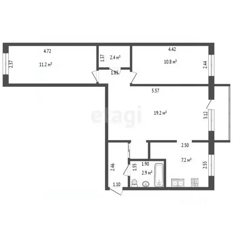 3-к кв. Омская область, Омск ул. 21-я Амурская, 28Д (58.0 м) - Фото 1