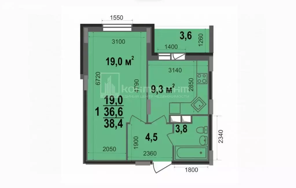 1-комнатная квартира: Владимир, Смоленская улица, 3 (38.4 м) - Фото 1