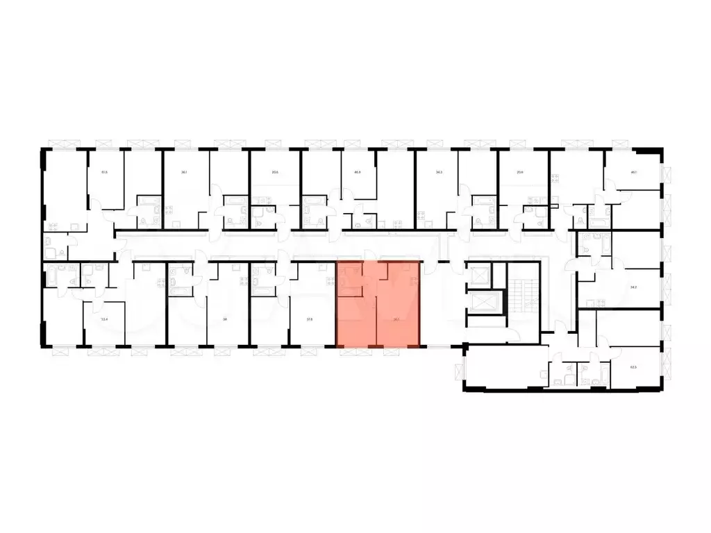 1-к. квартира, 36,1 м, 9/9 эт. - Фото 1