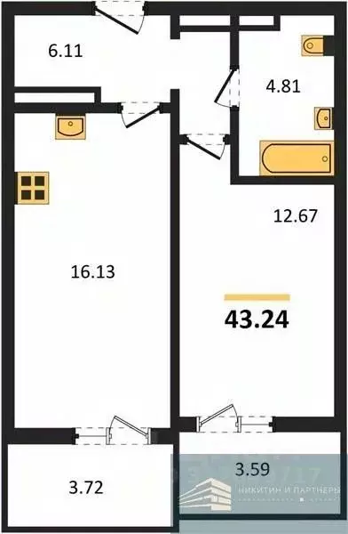 1-к кв. Воронежская область, Воронеж Краснознаменная ул., 72 (43.2 м) - Фото 0