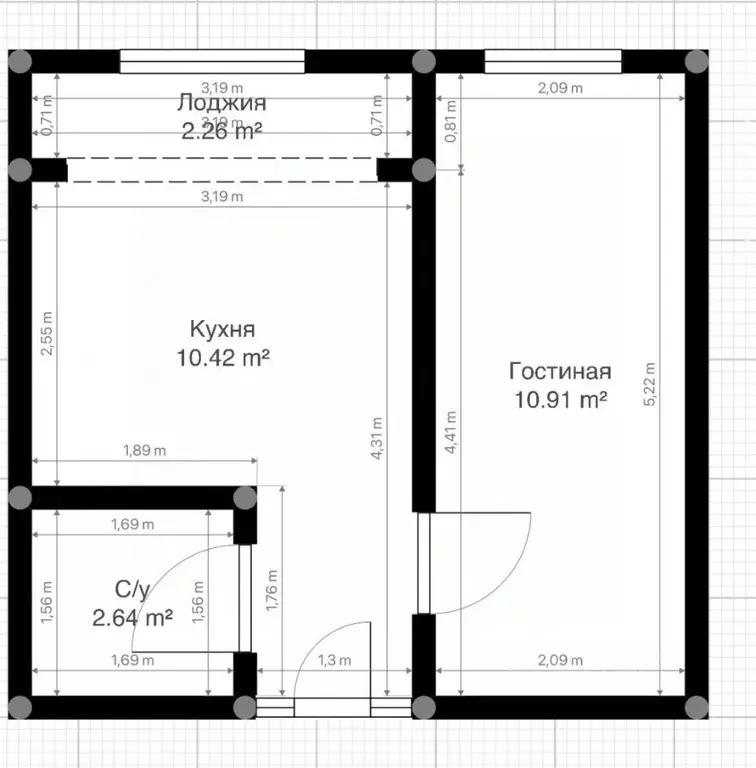 1-к кв. Кабардино-Балкария, Нальчик ул. Фурманова (26.6 м) - Фото 2